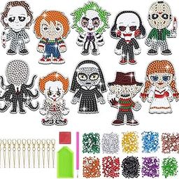 PATPAT® 10Pcs DIY Halloween Diamond Art Keychain Kit for Adults & Kids - Durable Acrylic Charms with Multifaceted Resin Beads - Gift for Kids, Party Favors, and Festive Decor-image-6