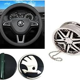 VDBB Car Steering Wheel Center Hub Aloy Alloy Cap 42 mm 42mm Sticker Emblem Monogram Badge Logo Decal Symbol Compatible with Fabia Rapid Laura Octavia Yeti Superb Slavia kushaq Kodiaq-image-0