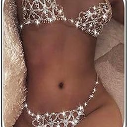 Crystal Body Chain Silver Bikini Bra Chain Suit Beach Waist Belly Chain Crop Top Underwear Body Jewelry Accessories for Women and Girls-picture-39