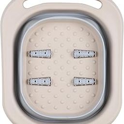 Zureni Portable Foot Bath Barrel, Foldaway Foot Bath Spa, Foot Soaking Bath Tub Basin Tools, with Foot Massage, for Feet Soak, Pedicure and Massage Ankles (Beige)-18