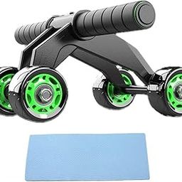 Portable Core Abdominal Ab 4 Roller Exerciser Push Up Stand Bar Abs Workout Fitness Gym Equipment with mat for Men and Women-image-6