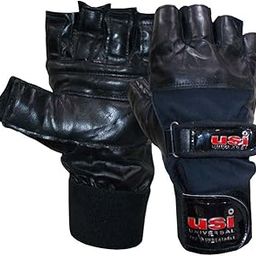 USI UNIVERSAL Gym Gloves, 733GG Fitness Gloves For Men & Women, Workout Powerlifting Gloves, Leather/stretch Fabric Construction, Neoprene Rubber Padding Weight Lifting Gloves (Small, Black)-image-24