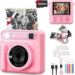 Camera for Kids Instant Print,Portable Camera with 32G Card & 1080p Video,Print Paper,Instant Print Camera with Color Pens for DIY,Over 3 Years Old for Boys and Girls Birthday Gifts Christmas-10