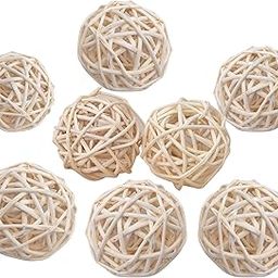 JOYNAGAR Wicker Rattan Balls Wooden Ball and Dried Flowers Bowl Fillers for Home, Office Decoration- Pack of 10 (Natural)-21