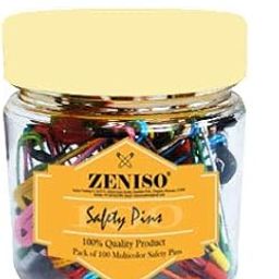 Zeniso® Standard Multicolor Safety Pins Pack of 100 for Saree, Dupatta Attaching Pins for Women and Girls, Rust Proof, Pack in Plastic Jar-20