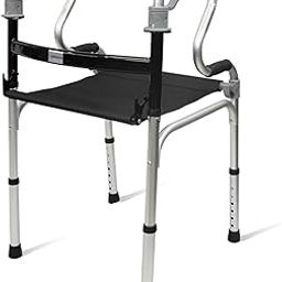 Rehamo Lightweight Compact Folding Walker with Adjustable Height, Folding Seat & Sit to Stand Support | Fixed Aluminium Walker for Old Aged, Pregnant, Leg Injured with 1 Year Warranty-picture-10