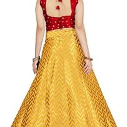 Girl's Treditional Wear Heavy Banarsi Jacquard Soft Silk Bridal Fully Stitched Lehanga Choli With Dupatta Set.Zigzag Gola-36.-image-96