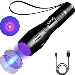 YZYOE 365 nm Black Light Flashlight Powerful Rechargeable,Fluorescent Agent Detection Lamp, Jade, Jewelry, Paper Money, Fungal Detector,LED UV Flashlights 1 Mode Detection Light.-27