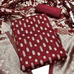 Women's Heavy Cotton Embroidery Work Unstitched Salwar Suit Dress Material With Chinon Bandhani Printed Dupatta (Free Size) (maroon)-picture-43