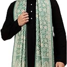 Men’s Jamawar Weave Warm and Soft Woolen Shawl/Stole with All Over Floral-image-70