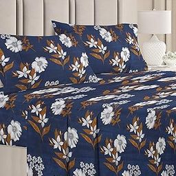 BSB HOME Prime Collections 160tc Pure Microfiber Breathable Supersoft Wrinkelfree Double Bedsheet with 2 King Size Pillow Covers-Blue & Brown-picture-11