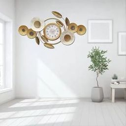 Abhsant Silent Non-Ticking Wall Clock Metal Floral Design Modern Artistic Home Decor for Living Room, Bedroom, Office, Clock Wall Decor, Bedroom Timepiece (AB-04)-image-87