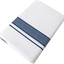 Samrat Plus Light White Men's Double Dhoti Kerala Munde 100% Pure Cotton - Temple Wear With Dark Blue Colour Border-6