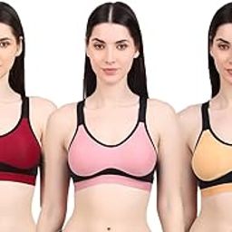 Sport Bras for Women, 3 Pack, Cotton Fabric Bra-picture-16