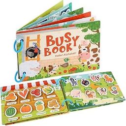 Toddler Busy Book, Educational Learning Activities, Farm Animals and Fruits Matching Game, Interactive Quiet Book with Magic Tape-image-13