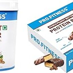 MyFitness Peanut Butter & PRO.FITNESS Protein Bar | Healthy Snacks Combo | 22g Protein Creamy Choco Spread & 11g Protein Bars, Choco Peanut Butter | Cholesterol Free | No Trans Fat | 1.25Kg + (34g X6)-10