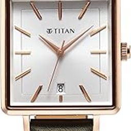 Minimalists Quartz Analog with Date Silver Dial Black Leather Strap Watch for Women-NS94205WL02-image-8