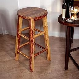 keeam Decor Solid Wood Bar Stool, 29 inch Height, Round Top,Side Table,Round Set Barstool,sheesham Wood bar Stool-12