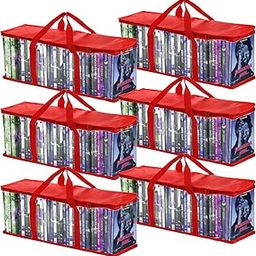 Fasmov 6 Pack Red DVD Storage Bags, Water Resistant PVC & Polyester, Holds Up to 240 DVDs (40 Each Bag), Freestanding, Modern, Indoor Use, Media Storage-picture-21