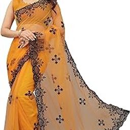 Women's Fashion Net Fabric Saree With Unstitch Blouse Piece-picture-10