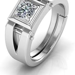 Adjustable 925 Sterling Silver Men's Ring - Cubic Zirconia Square Cut, Rhodium Plated, Premium Stardom Special Jewelry-image-74