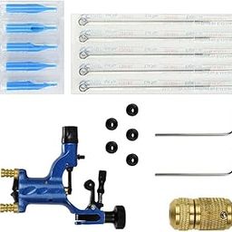SECRET DESIRE Portable Pro Rotary Tattoo Machine Kit Grip Tattooing Needle Tips Set Blue-image-46