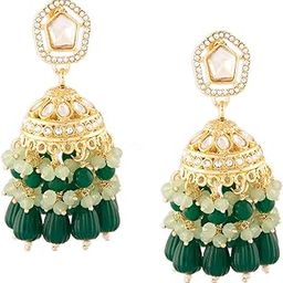 Green Cluster Beads Drop Dazzling Austrian Diamonds Traditional Jhumki Earring For Women-ZPFK18077-image-46