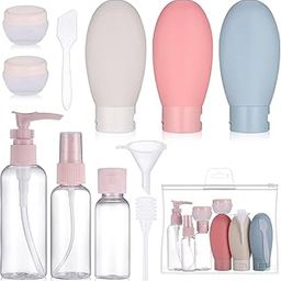 Travel Size Silicone Squeeze Bottles Set with Funnel, TSA Approved Toiletry Containers, 89ml, White Pink Blue, Pack of 3-image-26