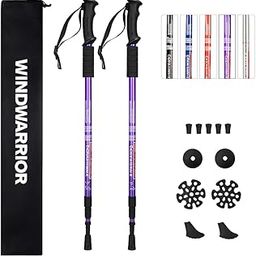 WINDWARRIOR Foldable Trekking Poles – Shock Absorbing Lightweight Walking Sticks for Hiking, Climbing & Trekking – Adjustable Aluminium Poles with All-Terrain Attachments & Bag (Purple, Pair)-image-27