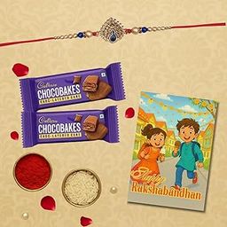Gifticon Rakhi for Brother with Chocolate Combo Gift Set - Designer Rakhi for Brother Bhaiya with Chocobakes | IBCBak-2-More-image-35