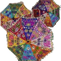 10 Pc Rajasthani Umbrella For Decor, Indian Patchwork Handmade Umbrella Sun Protection Woman Umbrella Parasol-44