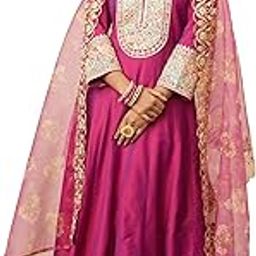 Women's Embroidered Anarkali Kurta Pant Set with Organza Dupatta | Viscose,Rayon | A-line fit-image-52