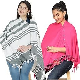 nene Mother's Multi-Purpose Large Size Nursing/Feeding Scarf-Wrap Stole Combo- Pack of 2 (Grey::Grey-Solid) (Green::Pink-Solid)-image-48