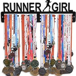 Sehaz Artworks Runner Girl Medal Holder Display Hanger Rack Medals Black Medal Holder Wall Mount Running Medal Frame Holds Upto 24-30 Medals-image-93