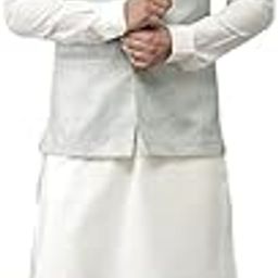 Men Aqua Blue & White Woven Jacquard Nehru Jacket-48