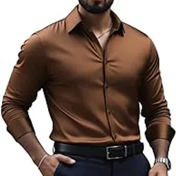 indoprimo Men's Stylish Solid Satin Casual Shirt for Men Full Sleeve-picture-40