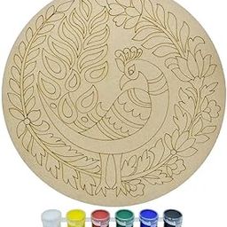 Wooden Board, Art Craft Peacock MDF Wooden Art Boards Pre Marked Painting Craft Work Home, Room Decor Artistic Work Art Craft (29 cm)-image-43
