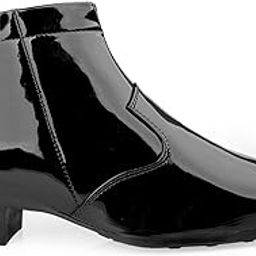 Men's 2 Inch Heel Height Increasing Patent Leather Material with Casual Formal Slipon Outdoor, Ankle Boot.-image-97