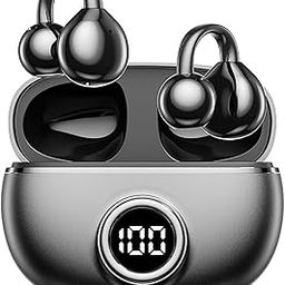QJF Clip on Earbuds, Open Ear Wireless Bluetooth 5.4 Headphones with Mic, Waterproof,Sports Ear Buds,Comfortable for Small Ears, Glasses Wearers,Workouts (Black)-picture-22