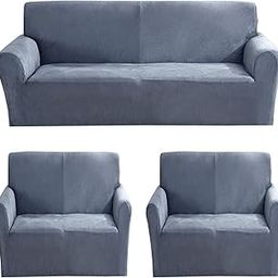 Gifts Island® Premium Velvet Sofa Cover 3 Seater and 2 Seater Fully Covered Universal 5 Seater Sofa Cover Non-Slip Sticky Elastic Stretchable Sofa Set Slipcover Protector for (3+1+1 Seater), Grey-image-31