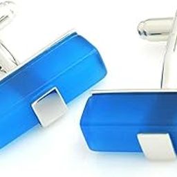The Elegant Me: Onyx Stone Studded (Blue) Cufflinks for Men-picture-51