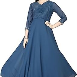 Women's Georgette Long Gown for Solid Georgette with Heavy Embroidery Fancy Gown Traditional Stunning Outfit with Boutique Dress-image-65