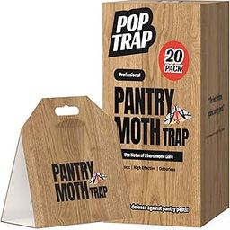 POPTRAP 20 Pack Pantry Moth Traps, Non-Toxic Glue Moth Trap for Food and Cabinet, Natural Pheromone Traps, Wood Grain Display for Pantry Moths-image-2