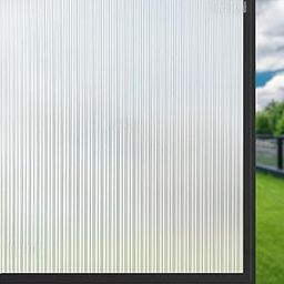 ONETON Premium Frosted Glass Window Film Self Adhesive Decorative Glass Window Privacy Sheet Film UV Cont0rol Static Cling Removable Vinyl Privacy Film (Fluted Frosted, 12x36 Inch)-image-53