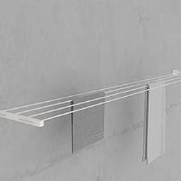 Amiraj Powder Coated Metal Cloth Drying Stand Foldable for Wall Mounted/Cloth Drying Rack/Clothes Hanger for Home Or Balcony with 40 Feet Rope and Fasteners Set-18