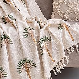 DMAASA Boho Throw Blanket – 100% Cotton Handblock Print Palm Tree Design, 50x70 Inch Lightweight Sofa Throw with Fringe – Tropical Boho Decor for Couch, Bed, or Living Room (R-HBTH00107)-image-3