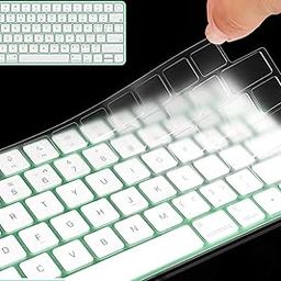 Ubervia Ultra Thin Keyboard Cover for 2021 Newest Apple iMac 24" Magic Keyboard with Touch ID A2449 Keyboard Cover Protector Skin,2021 Apple iMac 24" M1 Chip Magic Keyobard A2450 Accessories,Clear-image-48