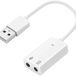 USB External Sound Card Adapter, 3.5mm Audio Interface, White-19