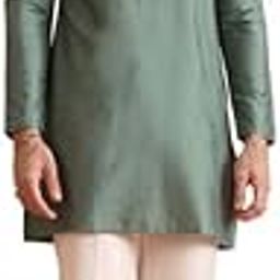 Mens Kurta Trouser Set|Blended Cotton Kurta Trouser Set Solid Pattern Mens Ethnic Wear|Regular Fit Mandarin Collar Long Sleeves-image-34