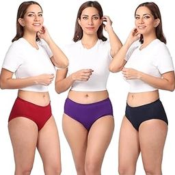 Adira Ladies Panty Cotton Combo Pack | High Waist Panty with Full Coverage | Inside Elastic - No Elastic Exposure to Skin | Soft Cotton | Pack of 3-image-75